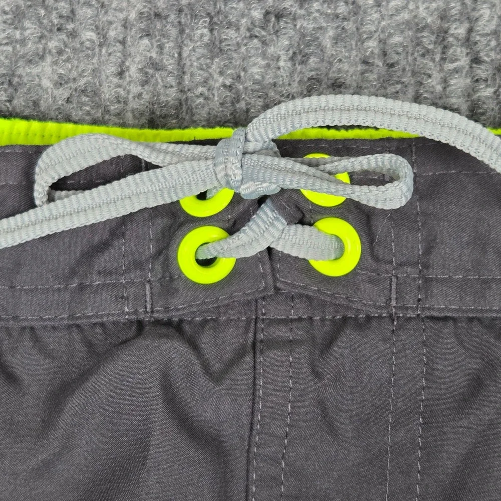 Nike Mens Swim Trunks XXL Tall Gray Neon Volt Yellow Mesh Lined‎ Board Shorts